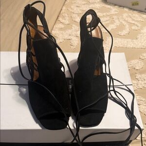 H by Halston Black Lace-Up Heels